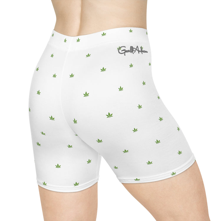 Gerald-Anderson Potent Pedals Collection Women's Mid Thigh Biker Shorts - White