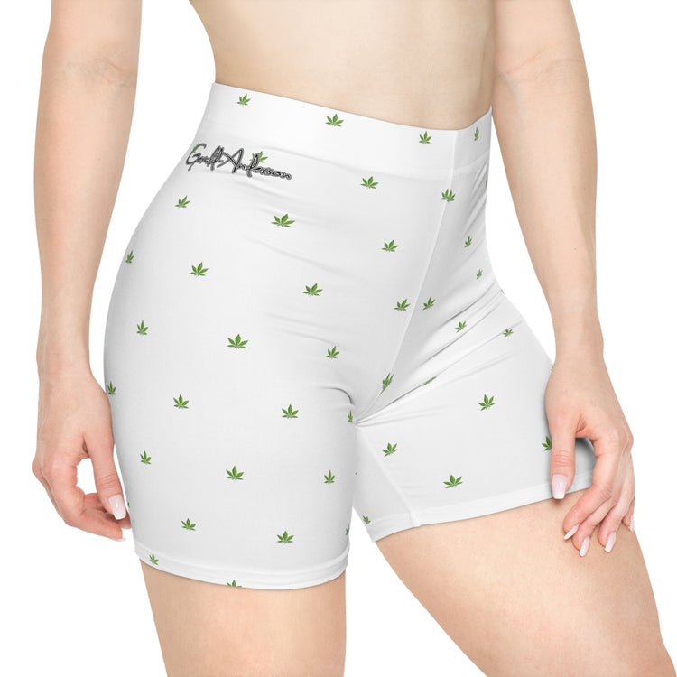 Gerald-Anderson Potent Pedals Collection Women's Mid Thigh Biker Shorts - White